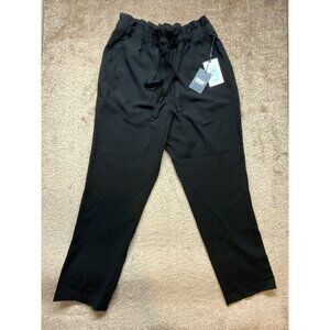 DKNY Womens Black Elastic Waist Pull-On Tapered Pants With Pockets SZ 8